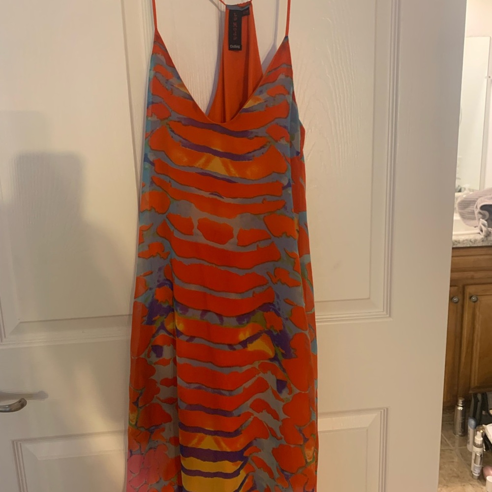 Moda Orange Sundress Sleeveless Spaghetti Strap